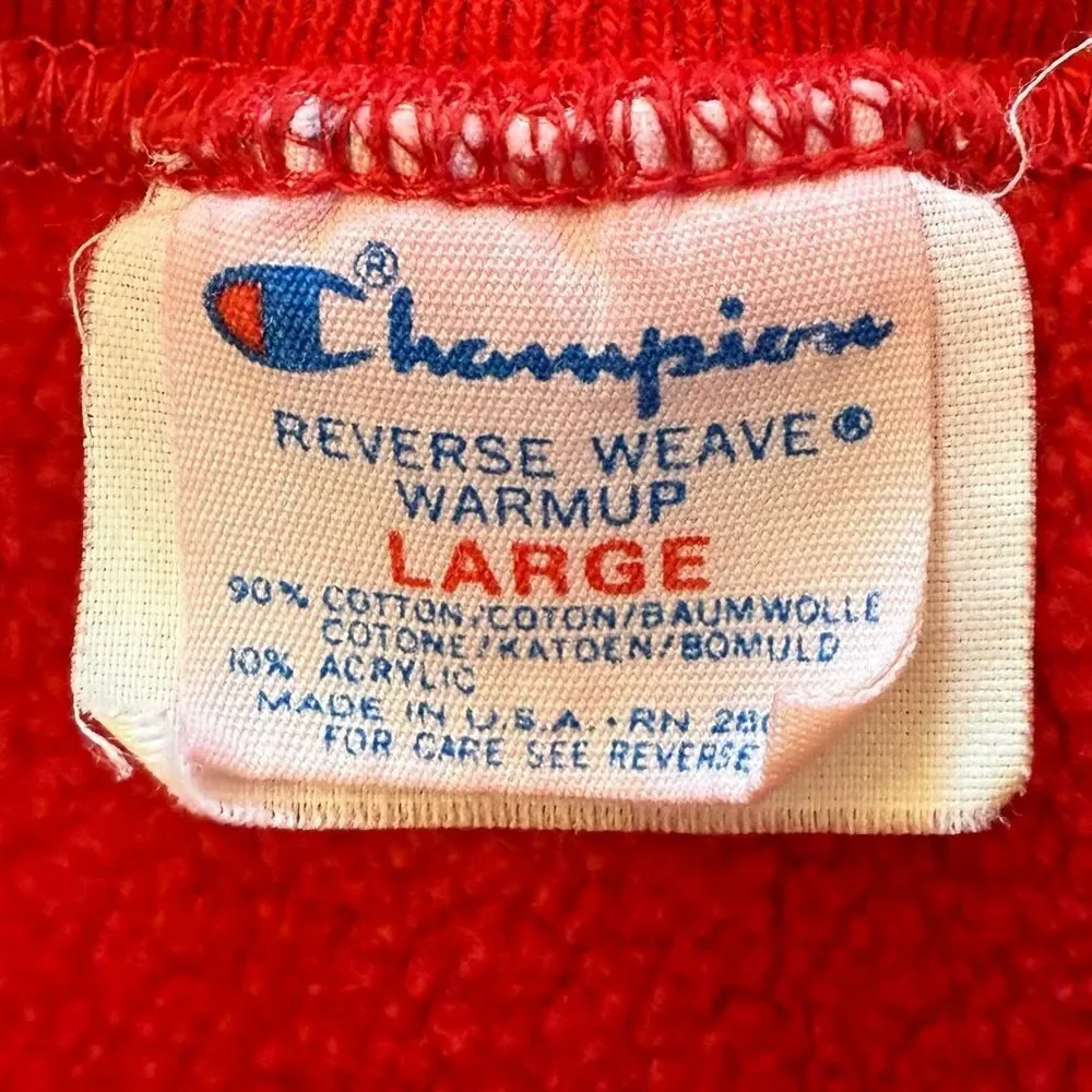 Champion Reverse Weave Sweatshirt Vintage 1980s Red Hope College Large